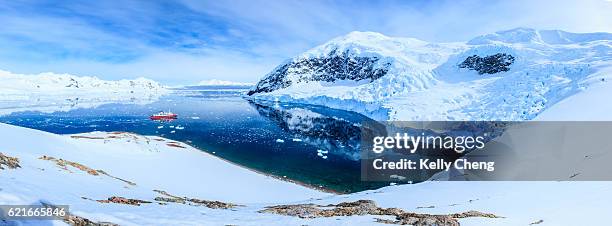 panorama of neko bay, antarctica - antarctic peninsula stock pictures, royalty-free photos & images