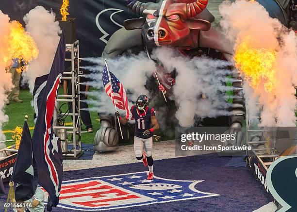 Houston Texans wide receiver Jaelen Strong enters the field during the NFL football game between the Detroit Lions and Houston Texans on October 30,...