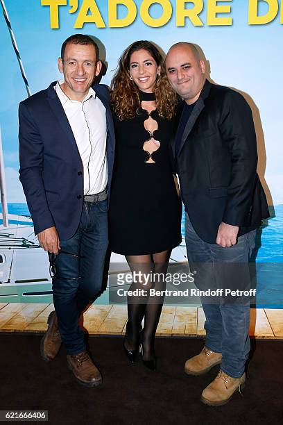 Executive Producers of the movie Dany Boon, his wife Yael and Co-Director Jerome Commandeur attend the "Ma famille t'adore deja' Paris Premiere at...