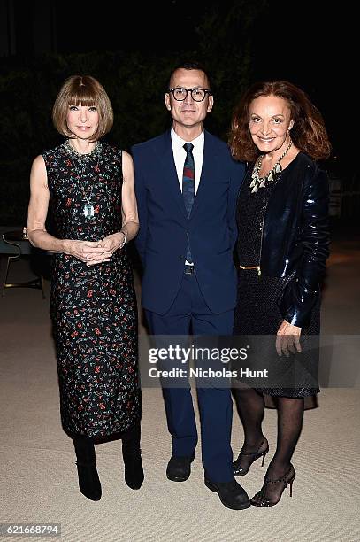 Anna Wintour, Steven Kolb, and Diane von Furstenberg attend 13th Annual CFDA/Vogue Fashion Fund Awards at Spring Studios on November 7, 2016 in New...