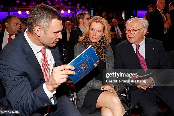 Vitali Klitschko Maria Furtwaengler and Hubert Burda during the VDZ Publishers' Night 2016 at Deutsche Telekom's representative office on November 7,...