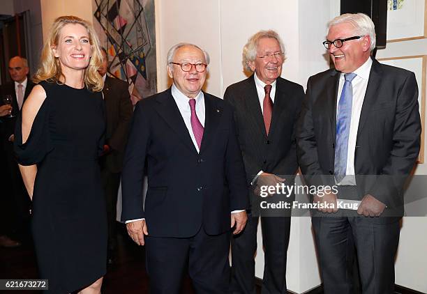 Maria Furtwaengler, Hubert Burda, Stephan Holthoff-Pfoertner, Franz-Walter Steinmeier during the VDZ Publishers' Night 2016 at Deutsche Telekom's...