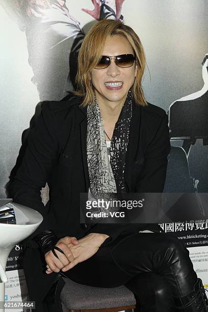 Japanese musician Yoshiki, leader of heavy metal band X Japan, attends the press conference of his concert on November 7, 2016 in Hong Kong, China.