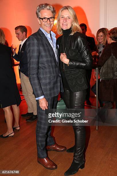 Michael Sandvoss and Sibylle Schoen during the birthday party for the 10th anniversary of ICON at Nymphenburg Palais No. 6 on November 7, 2016 in...