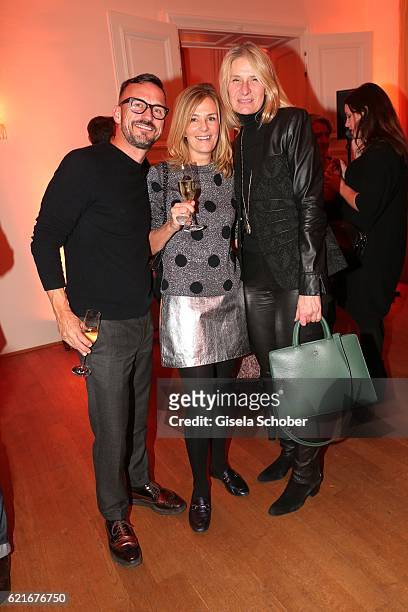 Eric Erhardt, Mon Muellerschoen and Sibylle Schoen during the birthday party for the 10th anniversary of ICON at Nymphenburg Palais No. 6 on November...