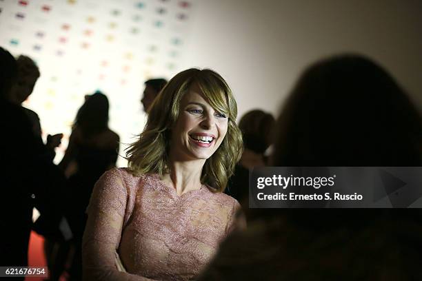 Violante Placido attends a welcome cocktail and 'The Japanese House' exhibition preview for the MAXXI Acquisition Gala Dinner 2016 at Maxxi Museum on...