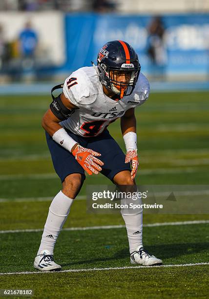 Austin Jupe during the NCAA football game between the UTSA Roadrunners and the MTSU Blue Raiders on November 5 at Johnny "Red" Floyd Stadium in...
