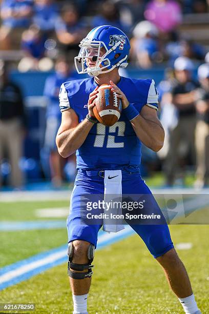 Brent Stockstill dropping back to pass during the NCAA football game between the UTSA Roadrunners and the MTSU Blue Raiders on November 5 at Johnny...