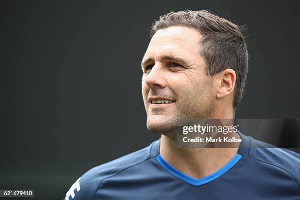 Michael Gordon watches on during a Sydney Roosters NRL media opportunity at Allianz Stadium on November 8, 2016 in Sydney, Australia.