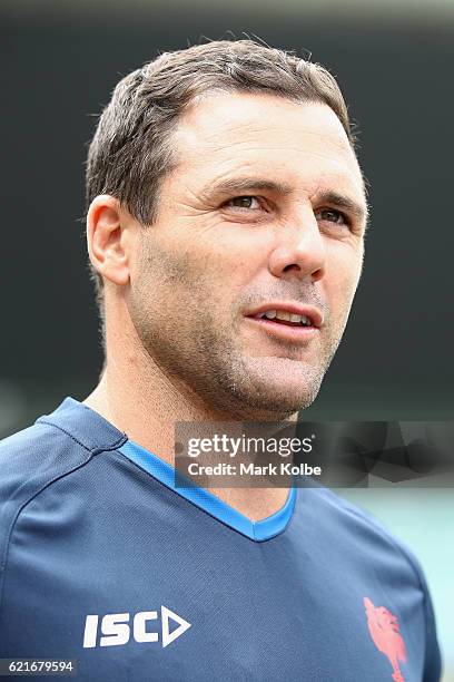 Michael Gordon speaks to the media during a Sydney Roosters NRL media opportunity at Allianz Stadium on November 8, 2016 in Sydney, Australia.