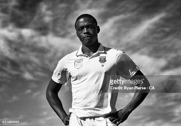 Kagiso Rabada of South Africa looks on after day five of the First Test match between Australia and South Africa at WACA on November 7, 2016 in...