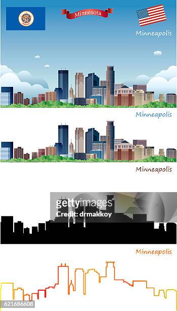 minneapolis skyline - downtown minneapolis stock illustrations