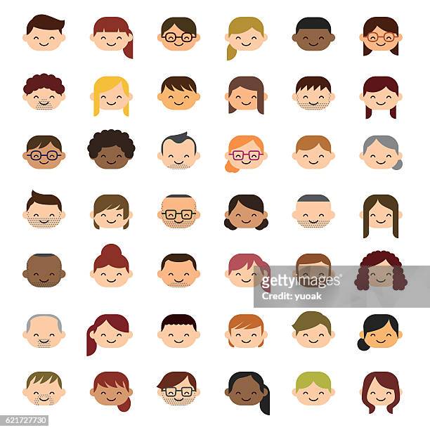 smiling people icons - child face stock illustrations