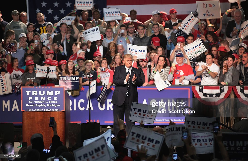 Donald Trump And Mike Pence Hold Final Campaign Rally In Grand Rapids, MI