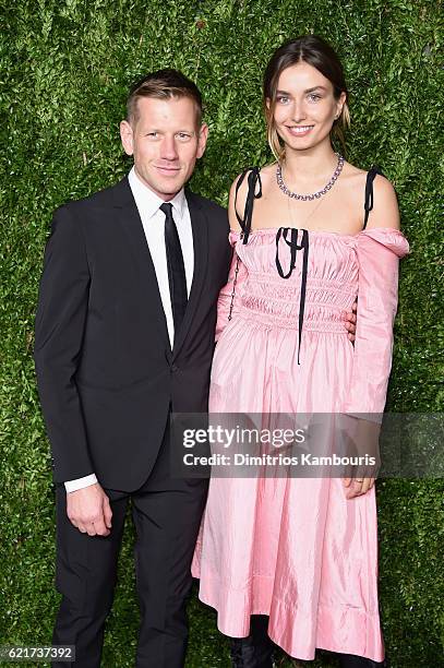 Designer Paul Andrew and model Andreea Diaconu attend 13th Annual CFDA/Vogue Fashion Fund Awards at Spring Studios on November 7, 2016 in New York...