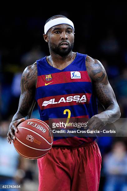 Tyrese Rice of F.C Barcelona Lassa, with the ball during the basketball Spanish Endesa League match between F.C Barcelona Lassa and Real Madrid, on...