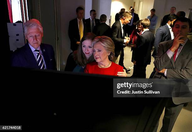 Former U.S. President Bill Clinton, Democratic presidential nominee former Secretary of State Hillary Clinton and their daughter Chelsea Clinton...