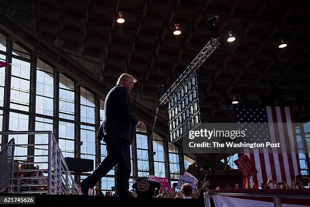 Republican presidential candidate Donald Trump walks out to speak during a campaign event at J.S. Dorton Arena in Raleigh, NC on Monday November 07,...