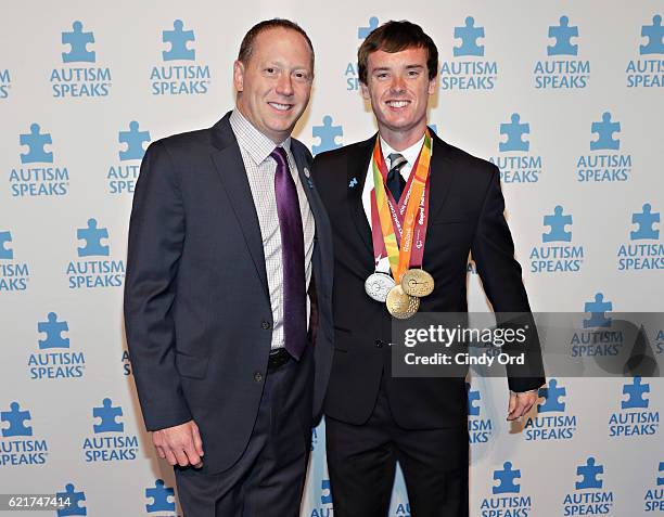 Honoree/ Chef Franklin Becker and Honoree/ athlete Michael Brannigan attend Autism Speaks Celebrity Chef Gala at Cipriani Wall Street on November 7,...