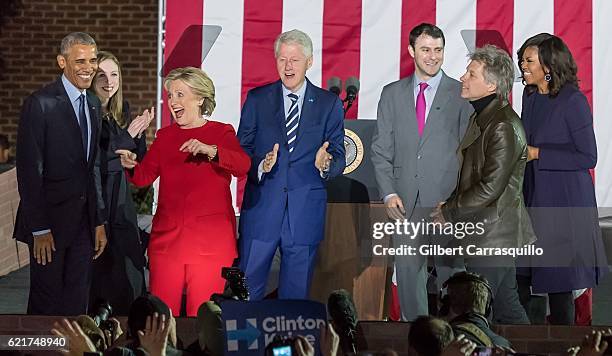 President Barack Obama, Chelsea Clinton, Democratic presidential nominee former Secretary of State Hillary Rodham Clinton, President Bill Clinton,...