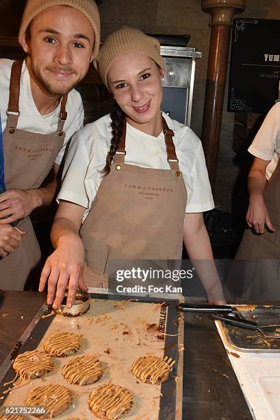 Chef pastry Yann Couvreur and assistant attend Les Fooding 2017 / Cocktail at Cathedrale Americaine de Paris on November 7, 2016 in Paris, France.