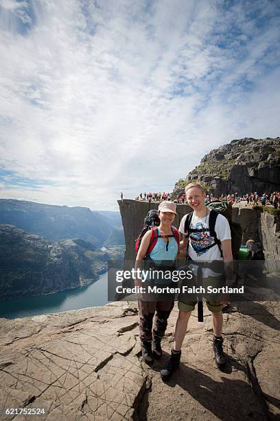 pulpit rock hikers - preikestolen bildbanksfoton och bilder