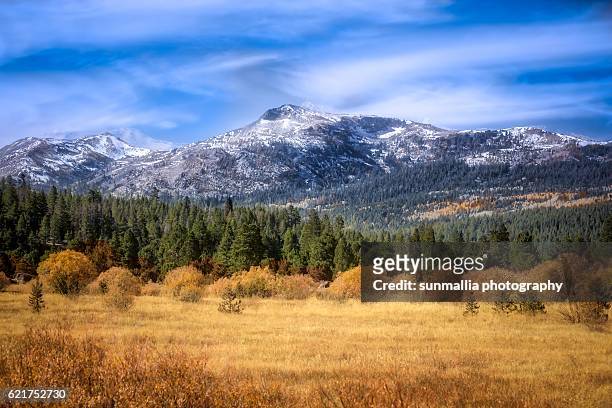 fall winter landscape - sierra nevada i kalifornien bildbanksfoton och bilder