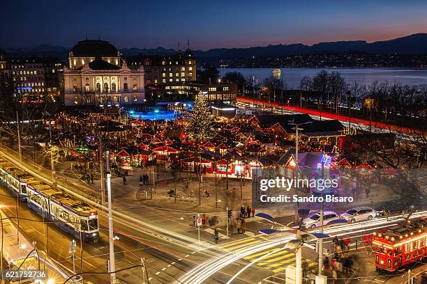 zurich christmas market - zurich stock-fotos und bilder