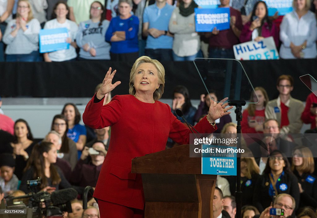 Hillary Clinton Campaigns Across US One Day Ahead Of Presidential Election