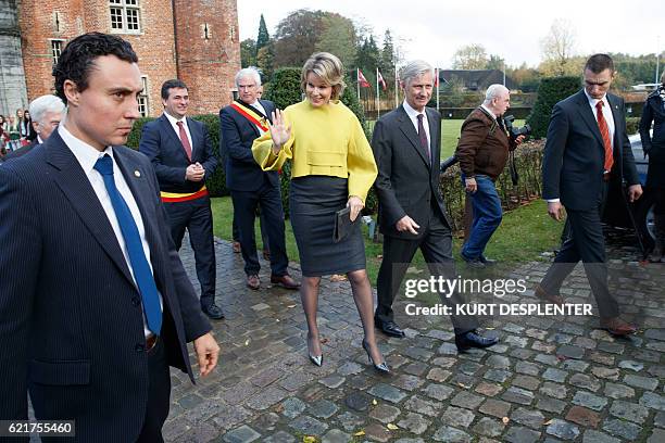 West-Flanders province governor Carl Decaluwe, Queen Mathilde of Belgium and King Philippe - Filip of Belgium visit the 'Koning Albert I en de Grote...