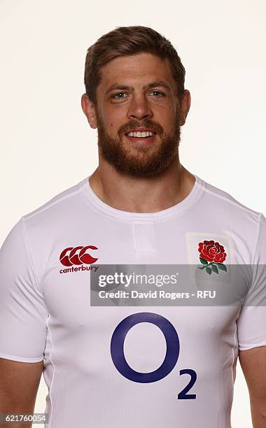 Dave Attwood of England poses for a portrait during the England Elite Player Squad photo call at Pennyhill Park on November 8, 2016 in Bagshot,...