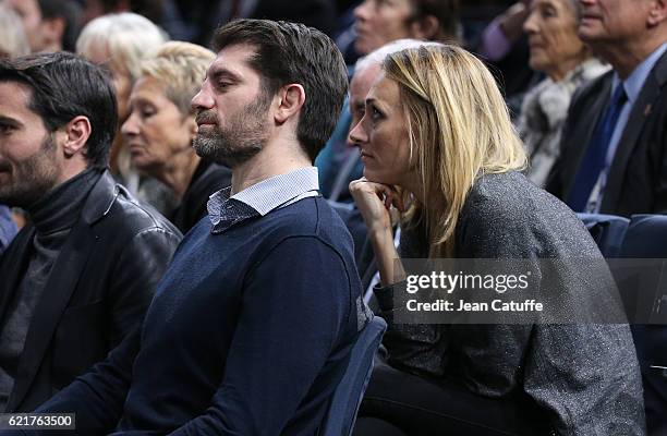 Pierre Rabadan and Laurie Delhostal attend the final of the Paris ATP Masters Series 1000 at AccorHotel Arena aka Palais Omnisports de Paris Bercy on...