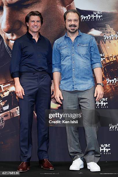 Tom Cruise and Edward Zwick attend the press conference and photocall of the Paramount Pictures' 'Jack Reacher: Never Go Back' ahead of the Tokyo...