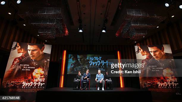 Tom Cruise and Edward Zwick attend the press conference and photocall of the Paramount Pictures' 'Jack Reacher: Never Go Back' ahead of the Tokyo...