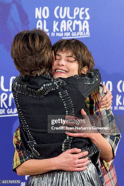 Veronica Echegui and Alba Galocha attend 'No Culpes Al Karma De Lo Que Te Pasa Por Gilipollas' photocall at El Paracaidista on November 8, 2016 in...