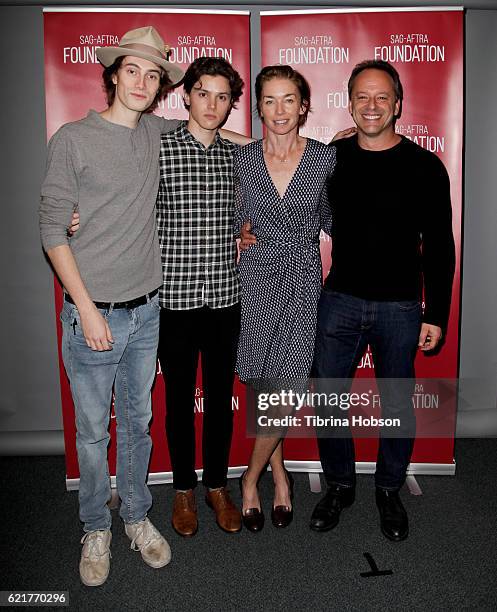 James Paxton, Tyler Young, Julianne Nicholson and Gil Bellows attend SAG-AFTRA Foundation's Conversations with the cast of 'Eyewitness' at SAG...