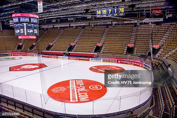 General view prior to the Champions Hockey League Round of 16 match between HV71 Jonkoping and Sparta Prague at Kinnarps Arena on November 8, 2016 in...