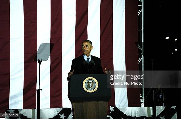 President Barack Obama makes one final stump for Hilary before the election in Philadelphia on November 7, 2016.