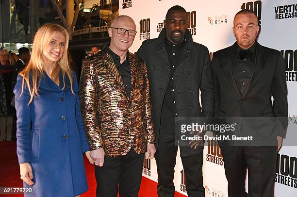 Modesta Vzesniauskaite, John Caudwell, Idris Elba and Leon F Butler attend the UK Premiere of "100 Streets" at the BFI Southbank on November 8, 2016...