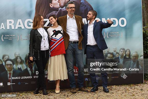 Stefania Montorsi, Sara Serraiocco, Marco Danieli and Michele Riondino attend a photocall for 'La Ragazza Del Mondo' on November 8, 2016 in Rome,...