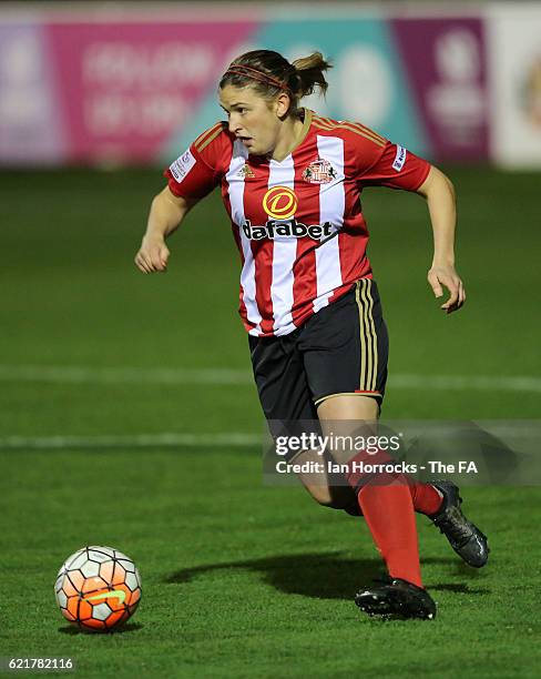 Abby Holmes of Sunderland during the WSL1 match between Sunderland Ladies and Birminghamon City Ladies at The Hetton Centre on November 6, 2016 in...