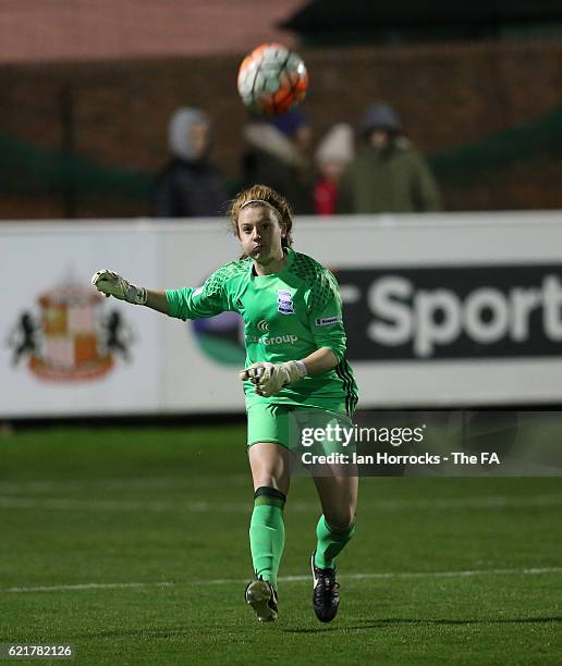 Sophie Baggily of Birmingham during the WSL1 match between Sunderland Ladies and Birminghamon City Ladies at The Hetton Centre on November 6, 2016 in...