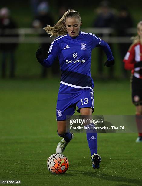 Marisa Ewers of Birmingham during the WSL1 match between Sunderland Ladies and Birminghamon City Ladies at The Hetton Centre on November 6, 2016 in...