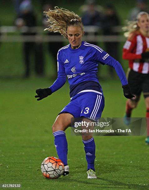Marisa Ewers of Birmingham during the WSL1 match between Sunderland Ladies and Birminghamon City Ladies at The Hetton Centre on November 6, 2016 in...