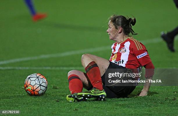 Kelly McDougall of Sunderland during the WSL1 match between Sunderland Ladies and Birminghamon City Ladies at The Hetton Centre on November 6, 2016...