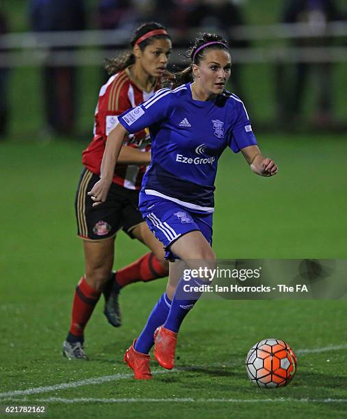 Melisa Lawley of Birmingham during the WSL1 match between Sunderland Ladies and Birminghamon City Ladies at The Hetton Centre on November 6, 2016 in...