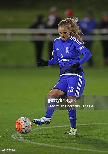 Marisa Ewers of Birmingham during the WSL1 match between Sunderland Ladies and Birminghamon City Ladies at The Hetton Centre on November 6, 2016 in...