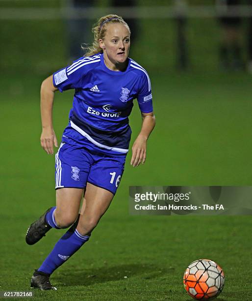 Chloe Peplow of Birmingham during the WSL1 match between Sunderland Ladies and Birminghamon City Ladies at The Hetton Centre on November 6, 2016 in...