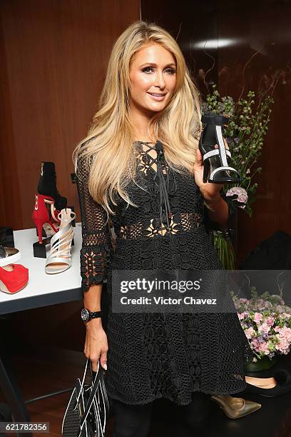 Businesswoman Paris Hilton attends a press conference to promote her new shoe collection Spring/Summer 2017 at Cipriani restaurant on November 8,...