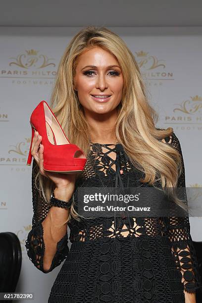 Businesswoman Paris Hilton attends a press conference to promote her new shoe collection Spring/Summer 2017 at Cipriani restaurant on November 8,...